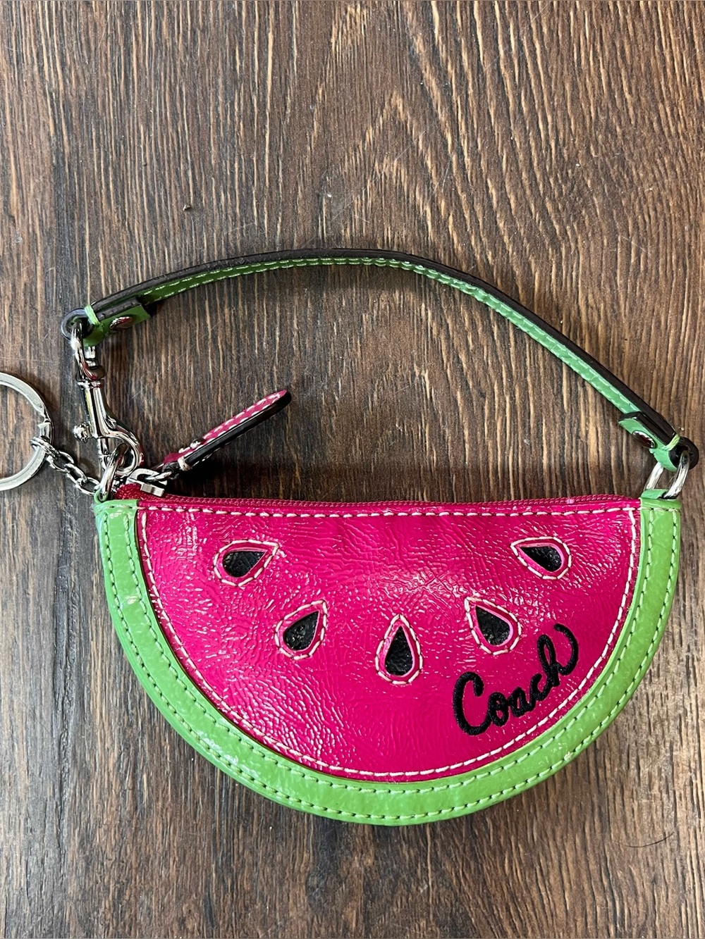 🍉 Coach Vintage Mini Y2K Watermelon Coin Pouch Keychain •RARE•- Pink & Green 🍉